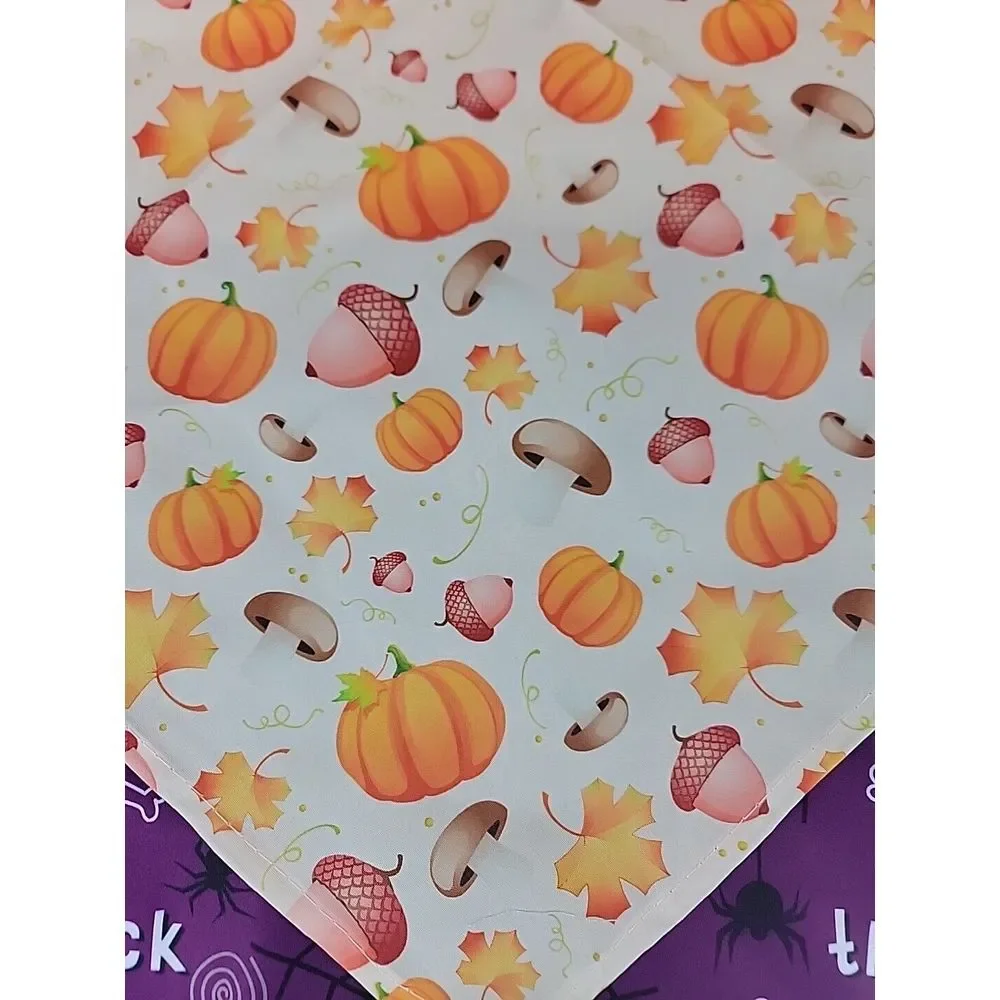 Fall Dog Bandana Flexible Decorative‎ Smooth Scarf Bib Halloween Pumpkin Leaves